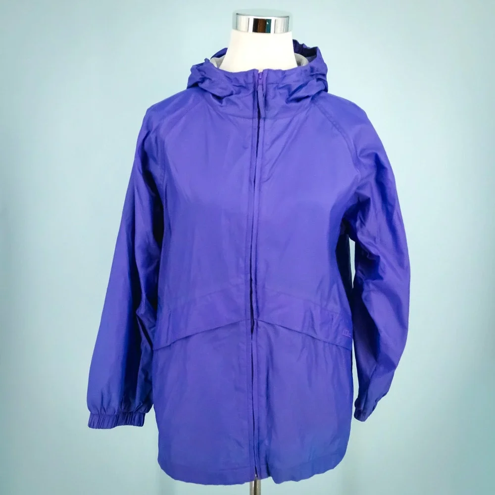 L.L. Bean Kids Size Large L 14-16 Purple Hoodie Full Zip Long Sleeve Rain Jacket